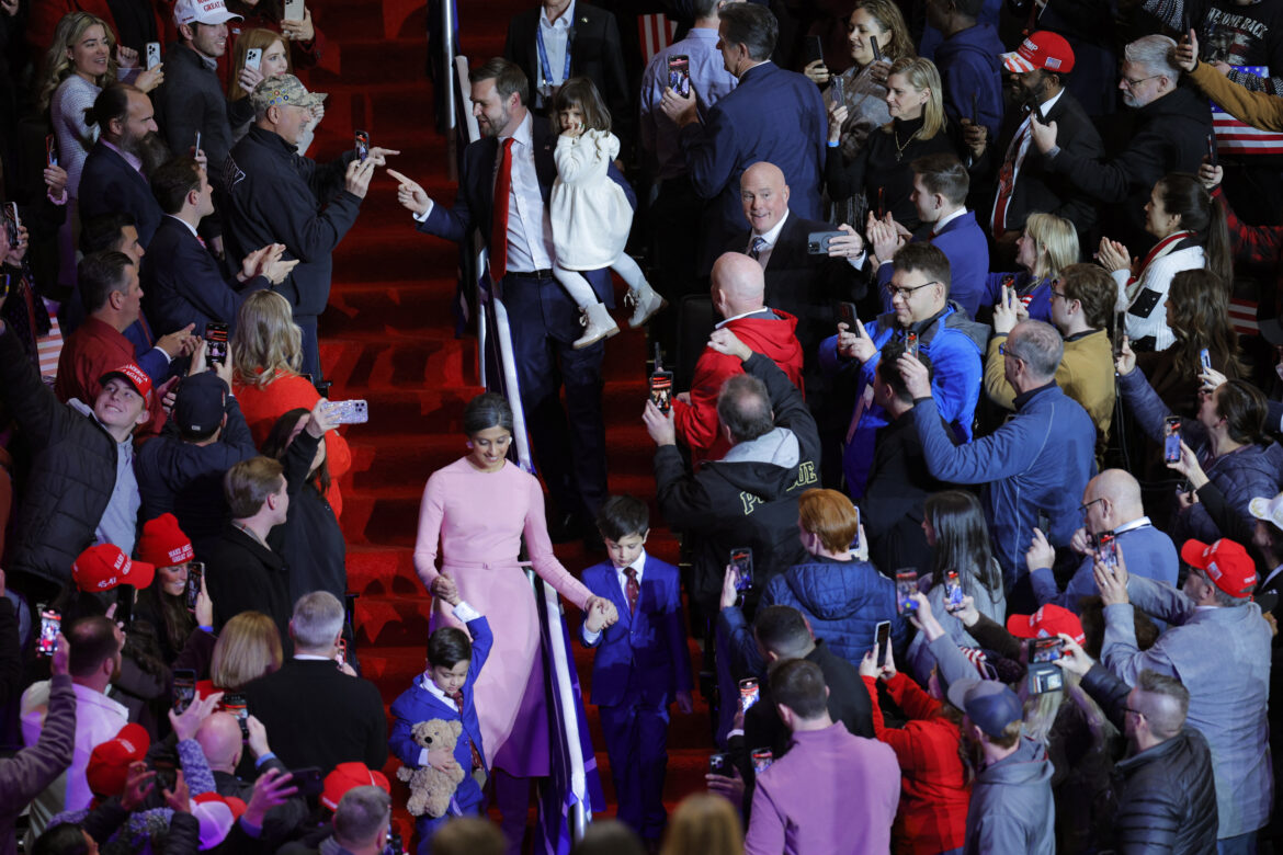 JD Vance and Usha Vance arriving at the inauguration ceremony for Trump's second presidential term