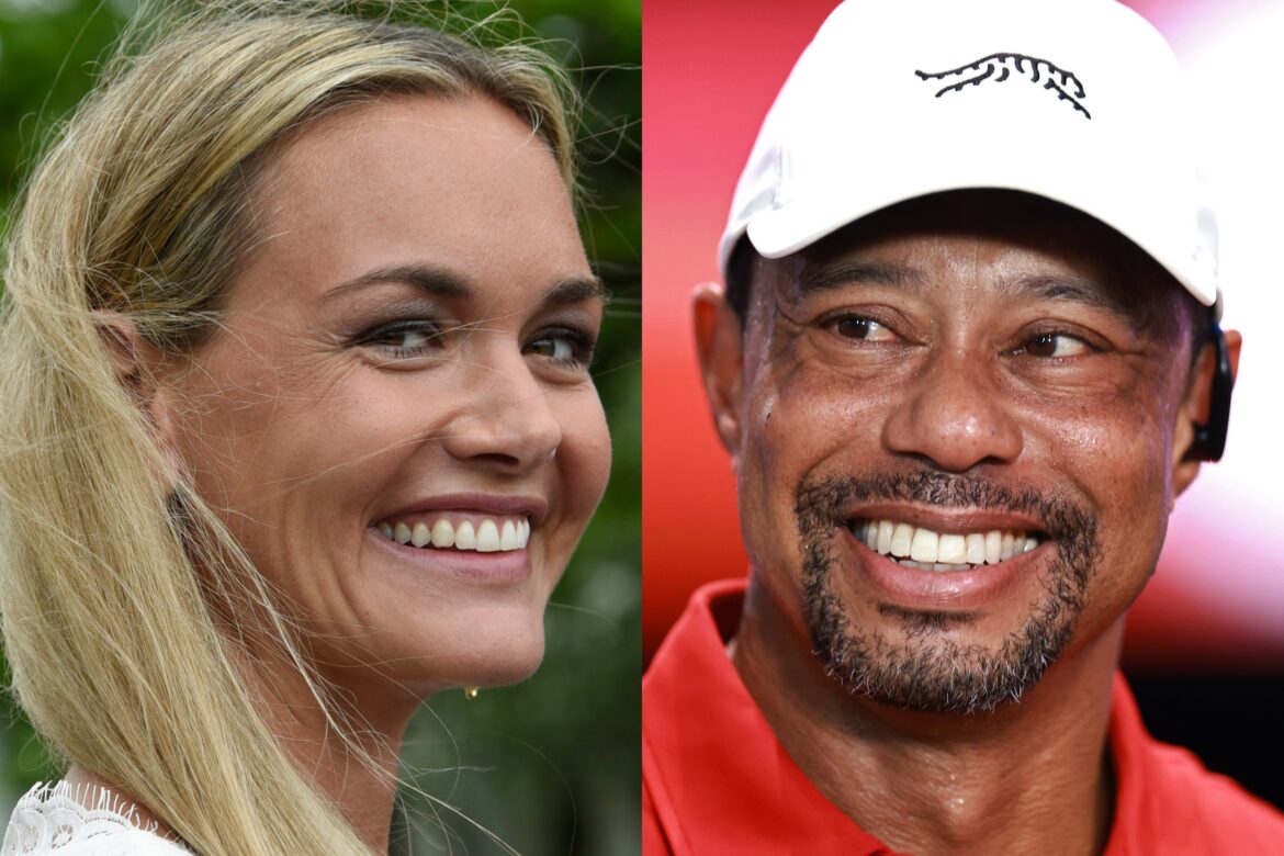 Left: Vanessa Trump at the White House Easter Egg Roll in 2017. Right: Tiger Woods in Palm Beach Gardens, Fla., in March 2025.