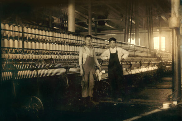 Two Young Boys Working at the Wamsutta Mill in New Bedford, Massachusetts, 1912
