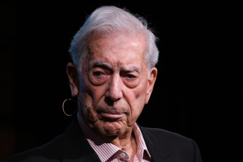 Author Mario Vargas Llosa seen during the conference 'El fuego de la imaginación' or 'The fire of imagination' at the Instituto Cervantes, in Madrid, Spain, on April 11, 2023.