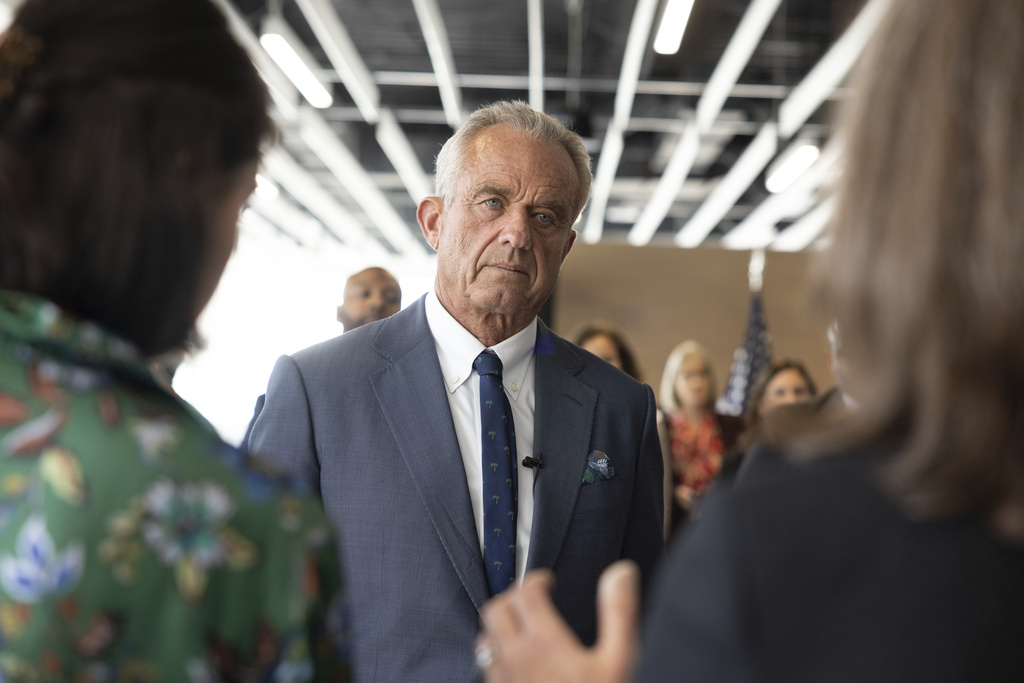 Health Secretary Robert F. Kennedy Jr. visits University of Utah to discuss the state's new fluoride ban and food additives legislation, April 7, 2025, in Salt Lake City.
