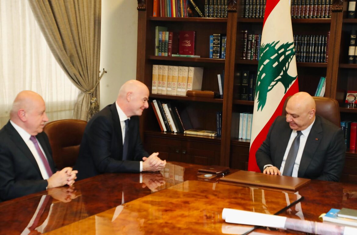 FIFA President visits Lebanon and discusses football development with President Aoun and Prime Minister Salam