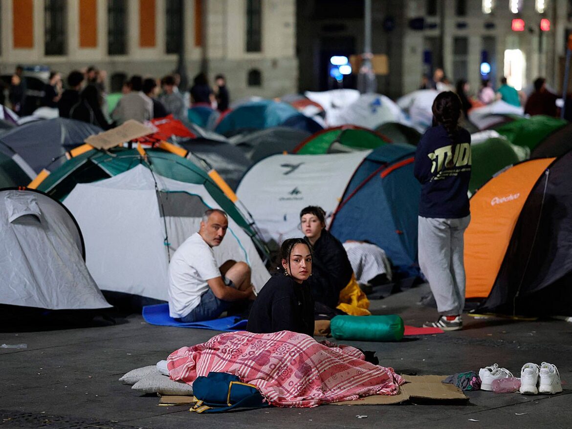 Madrid protest camp grows after 87-year-old's eviction sparks outrage