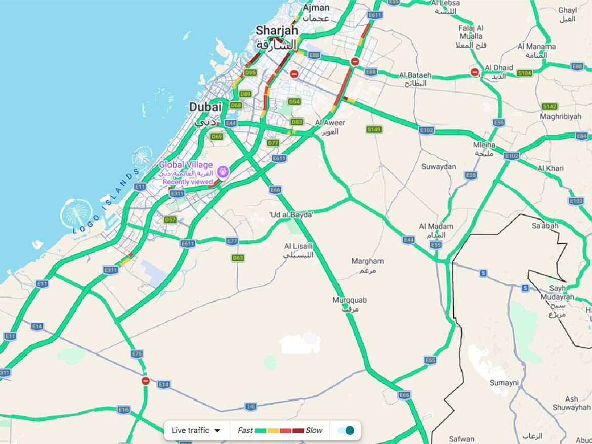 Sharjah-Dubai morning traffic: Delays build on key routes