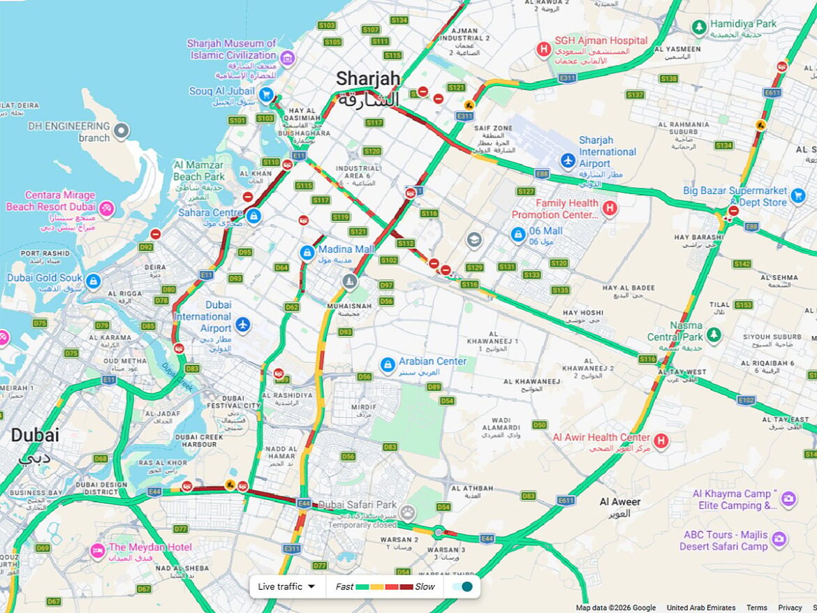 Traffic alert: Congestion builds on key roads between Dubai and Sharjah